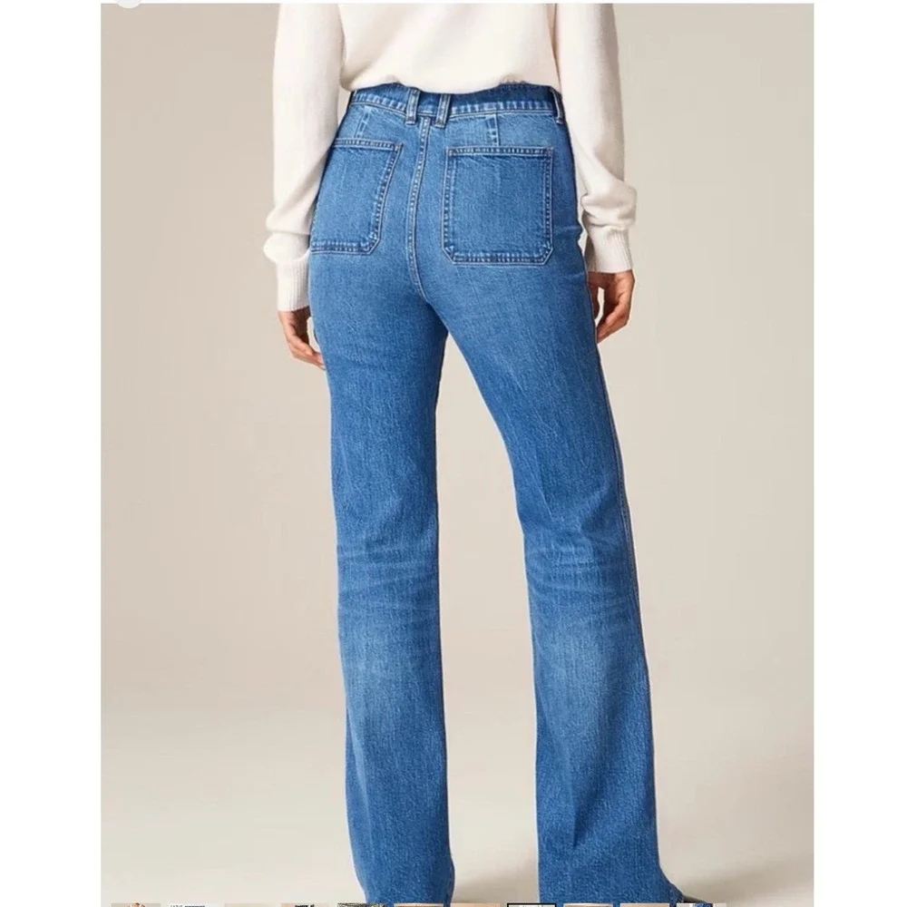NEW J.Crew Womens Flare High Rise Jeans 27 Patch Pocket Western Fall Preppy Boho